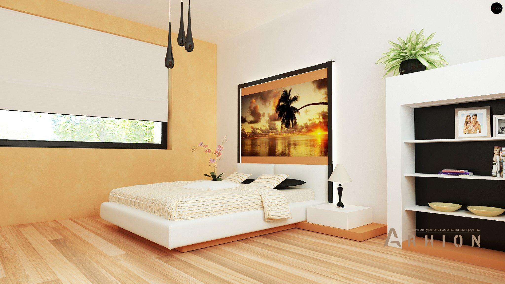 17. Проект одноэтажного дома в современном стиле с двускатной кровлей, Z98 L GP, площадью - 143 кв c терассой, гаражом